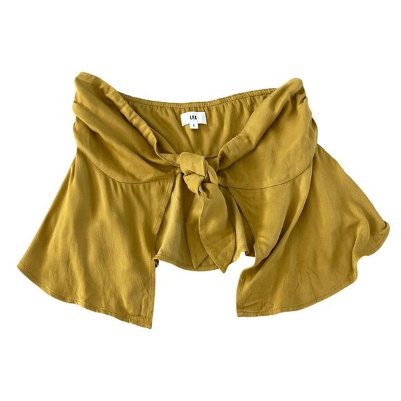 LPA Revolve Womens‎ Mustard Yellow Tie-Front Strapless Top Adjustable Size Small - Picture 3 of 9